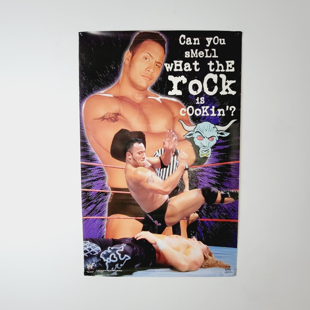 Vintage Original 1999 WWF / WWE The Rock poster by Funky.